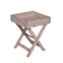 22 Inch Farmhouse Square Tray Top End Table, Mango Wood, X Shape Foldable Frame, Washed White - UPT-272549 - Farm2Home Decor