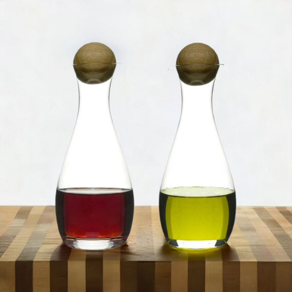 Glass and Bamboo Oil & Vinegar Jars
