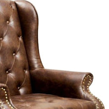 Traditional Wing Accent Chair In Rustic Brown Finish
