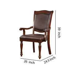 Wooden Arm Chair With Leather Upholstery - Set Of 2