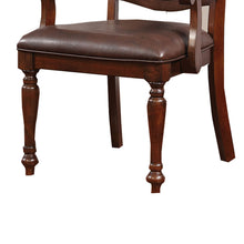 Wooden Arm Chair With Leather Upholstery - Set Of 2