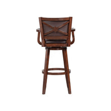 Nailhead Trim Faux Leather Upholstered Barstool with Wooden Arms
