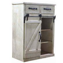 Wood and Metal Farmhouse Sliding Barn Door Accent Cabinet
