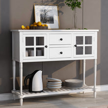 Farmhouse Wood and Glass Sideboard Console Table